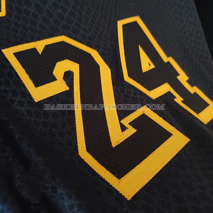 Maillot Los Angeles Lakers Kobe Bryant NO 24 Black Mamba Authentique Noir